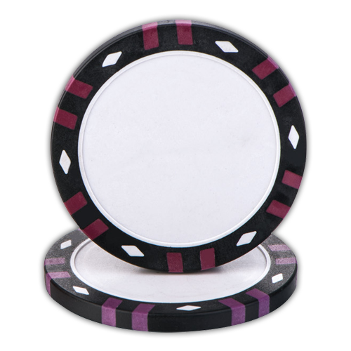 Clay composite twelve stripe poker chips for UV direct printing - Black