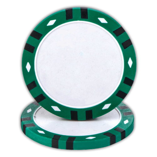 Clay composite twelve stripe poker chips for UV direct printing - Green