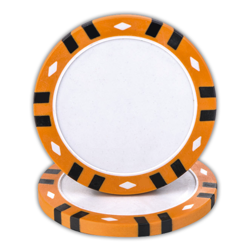 Clay composite twelve stripe poker chips for UV direct printing - Orange