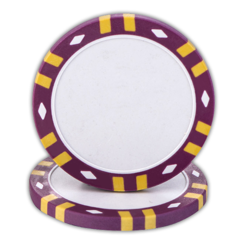 Clay composite twelve stripe poker chips for UV direct printing - Purple