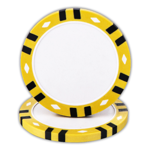 Clay composite twelve stripe poker chips for UV direct printing - Yellow