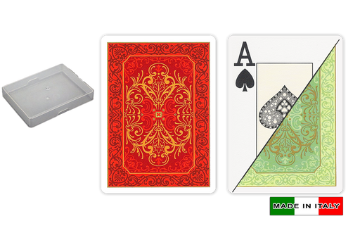 Persiano 100% plastic playing cards by DA VINCI - 2 decks poker size large index in clear case