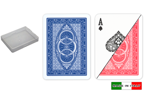 Ruote 100% plastic playing cards by DA VINCI - 2 decks poker size normal index in clear case