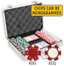 200 poker chips in an aluminum poker chips case with cards and dice