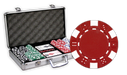 Poker set with chips, cards, and a case with 300 Dice design chips in an aluminum case