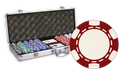 Poker set with chips, cards, and a case with 300 6 Stripe design chips in an aluminum case