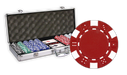 Poker set with chips, cards, and a case with 500 Dice design chips in an aluminum case