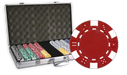 Poker set with chips, cards, and a case with 750 Dice design chips in an aluminum case