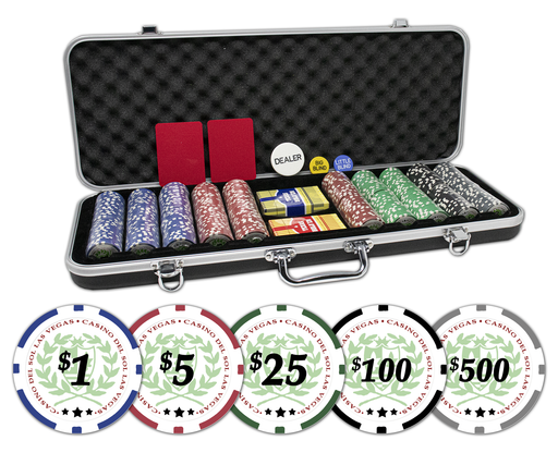 Casino Del Sol 500 poker chips in black ABS case