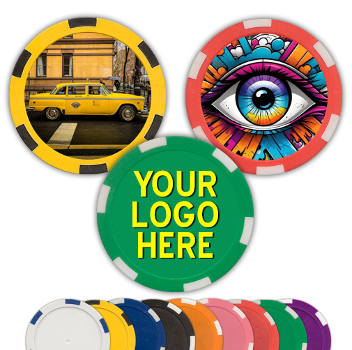 6 Stripe Full Color Custom Poker Chip with custom logo design