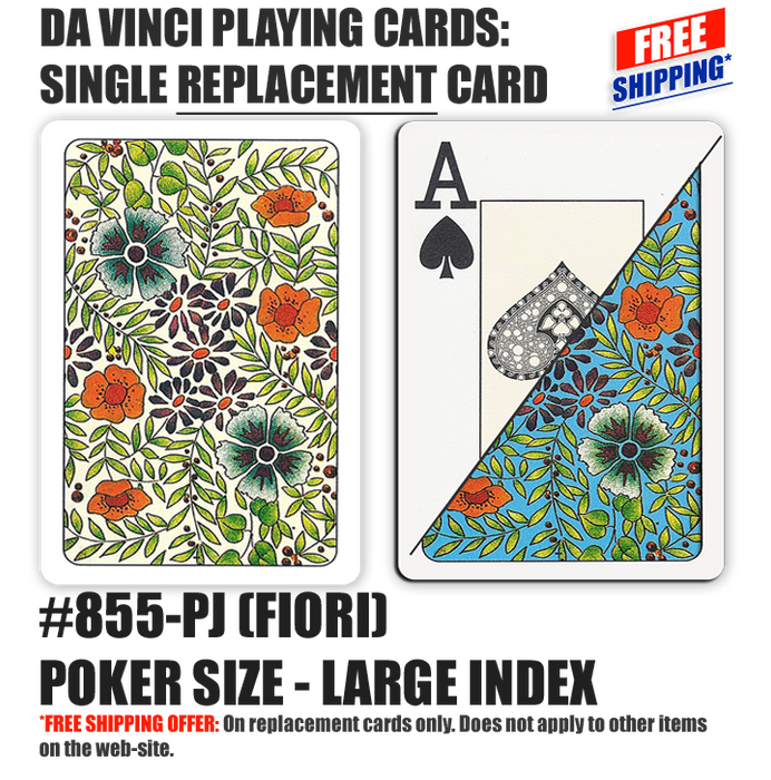 DA VINCI Playing cards - replacement card - Fiori poker size large index