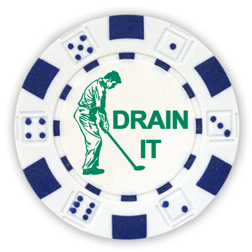 Golf ball marker poker chips foil stamped with funny designs - Drain it