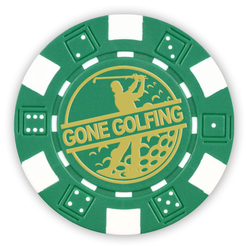 Golf ball marker poker chips foil stamped with funny designs - Gone golfing