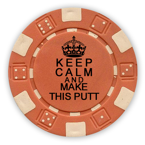 Golf ball marker poker chips foil stamped with funny designs - Keep calm