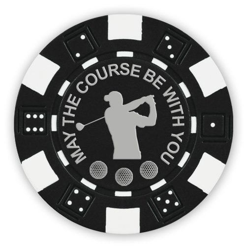 Golf ball marker poker chips foil stamped with funny designs - May the course
