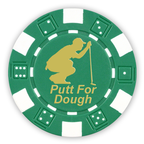 Golf ball marker poker chips foil stamped with funny designs - Putt for dough