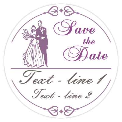 Save the Date wedding poker chips - Bride & Groom down the aisle