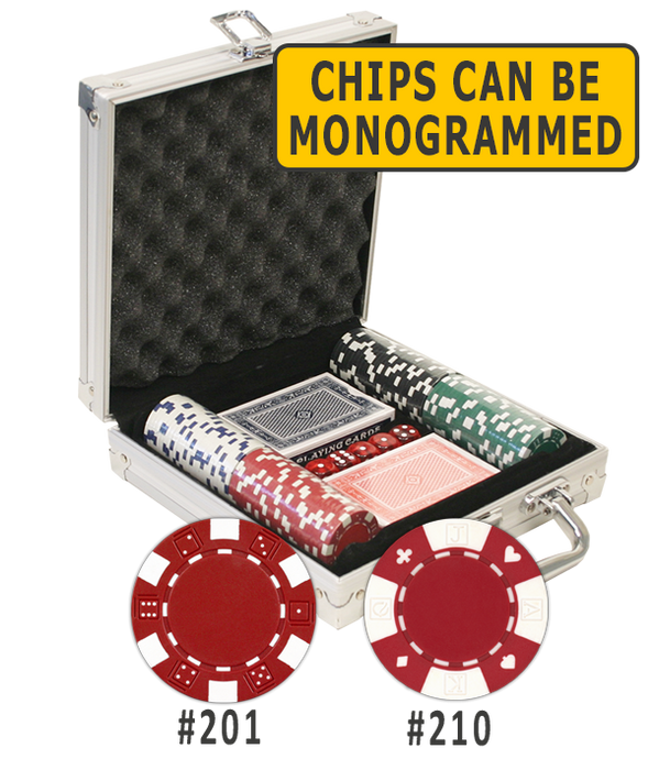 Aluminum poker chips set with 100 chips