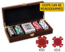 Poker chips set with 100 poker chips in a wood chips case