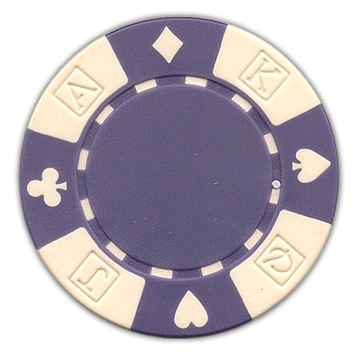 Purple poker chips in a card suited design - 11.5 gram clay composite poker chips
