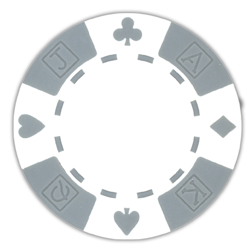 White poker chips in a card suited design - 11.5 gram clay composite poker chips