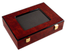 Poker chips case made of wood and a picture frame glass top - room for 200 chips