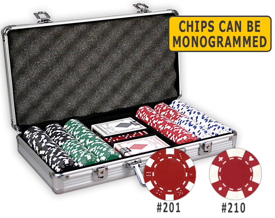 Poker chips set with an aluminum case 300 chips Chips & Games