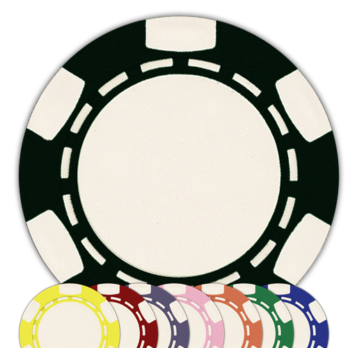 Six stripe clay composite poker chips in multiple colors
