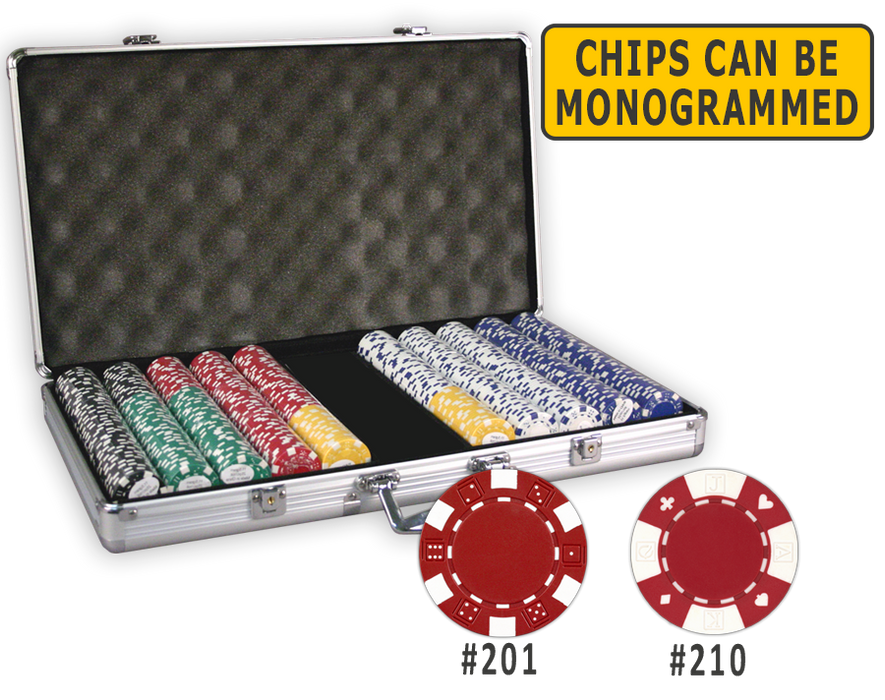 Complete poker chips set with 750 chips and aluminum case