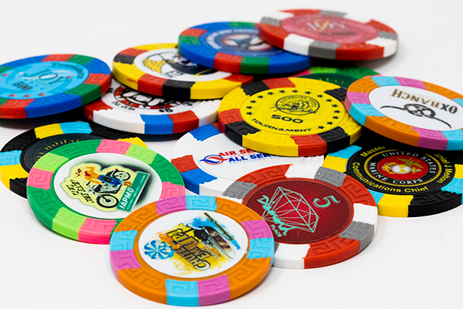 Custom full color poker chips on tri color poker chips printed samples
