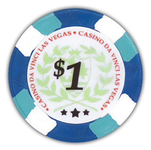 Casino DA VINCI clay no metal insert poker chips - Blue chips