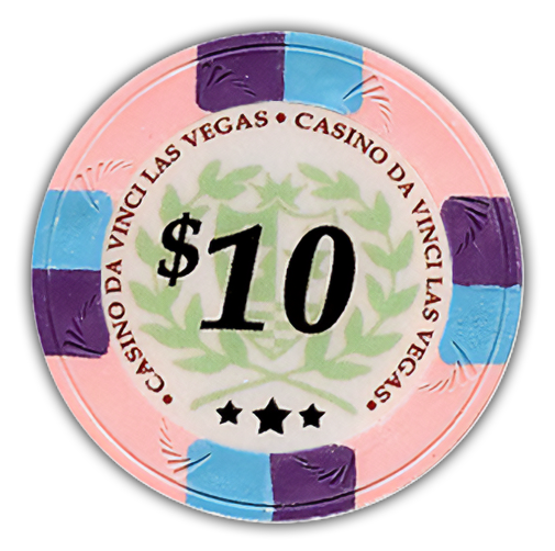 Casino DA VINCI clay no metal insert poker chips - Pink chips
