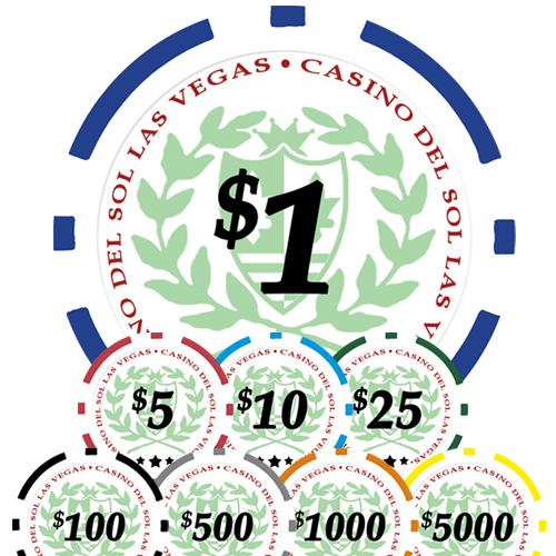 Casino Del Sol 11.5 gram poker chips in various denominations