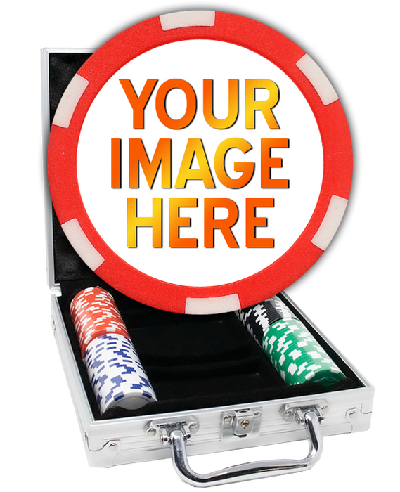 Custom poker chips set with an aluminum case - 100 chips