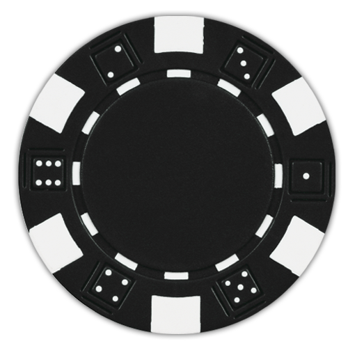 Black classic dice design 11.5 gram poker chips - set of 50 poker chips