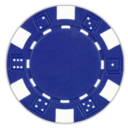 Blue classic dice design 11.5 gram poker chips - set of 50 poker chips