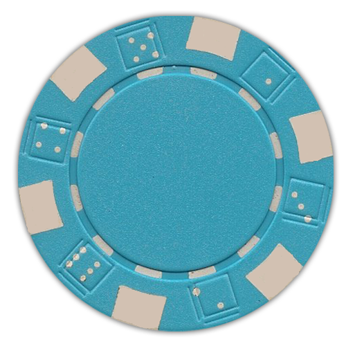 Light Blue classic dice design 11.5 gram poker chips - set of 50 poker chips