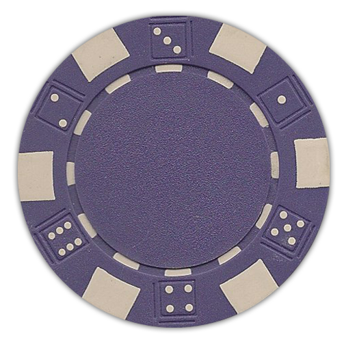 Purple classic dice design 11.5 gram poker chips - set of 50 poker chips