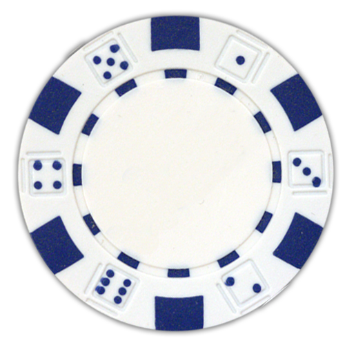 White classic dice design 11.5 gram poker chips - set of 50 poker chips