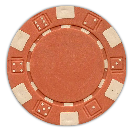 Orange classic dice design 11.5 gram poker chips - set of 50 poker chips