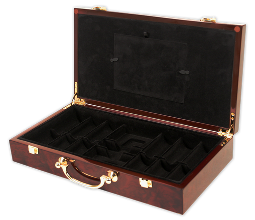Wooden glossy poker chips case for 300 chips