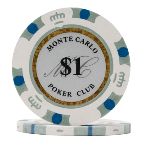 Monte Carlo poker club clay 14 gram poker chips - White
