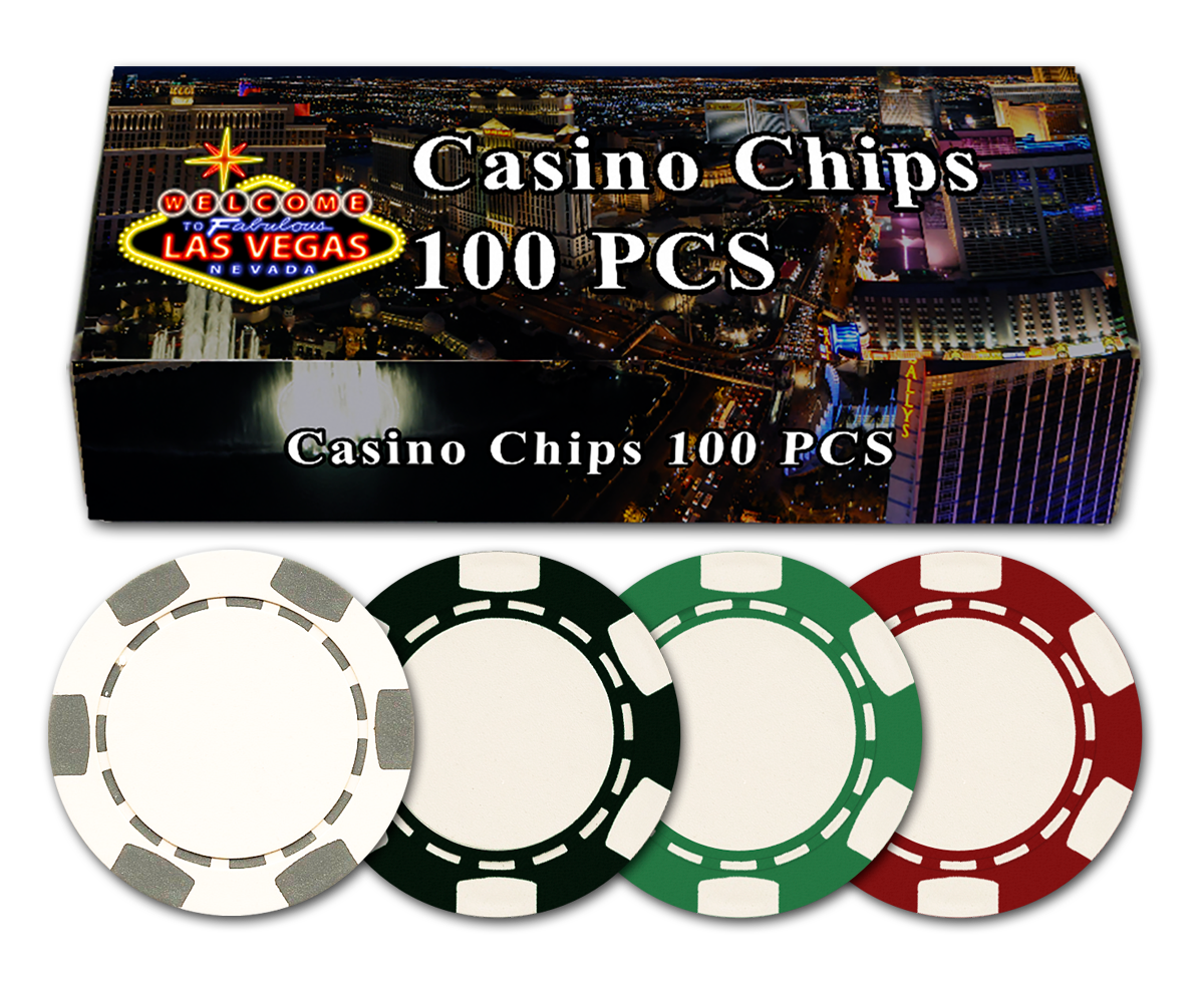 100 11.5 gram 6 stripe poker chips in Las Vegas gift box | Chips & Games