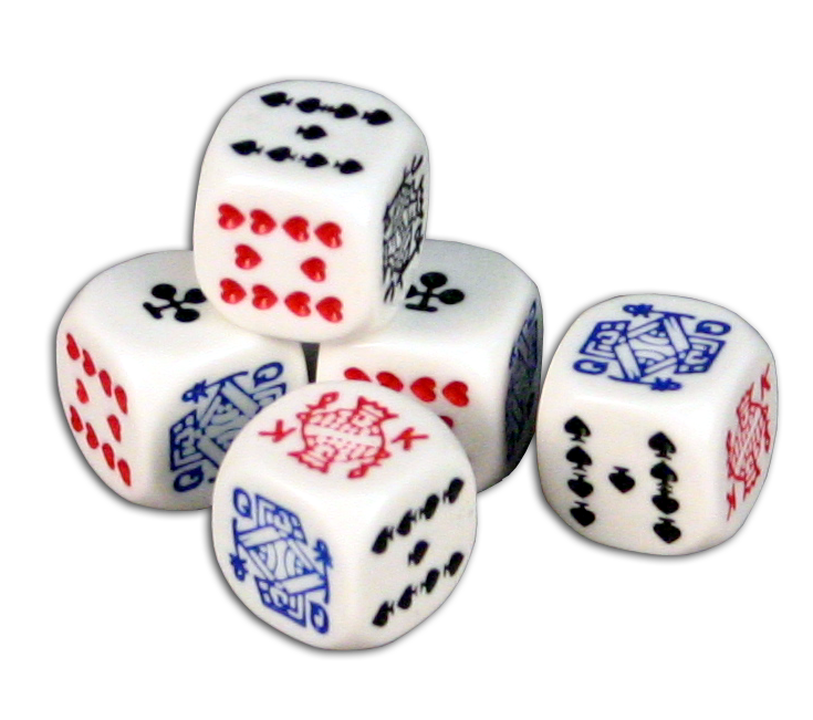 Poker playing cards dice - set of 5