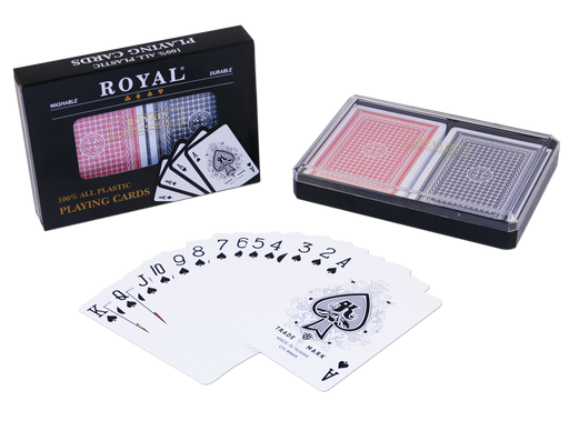100% plastic poker playing cards by Royal in hard shell case