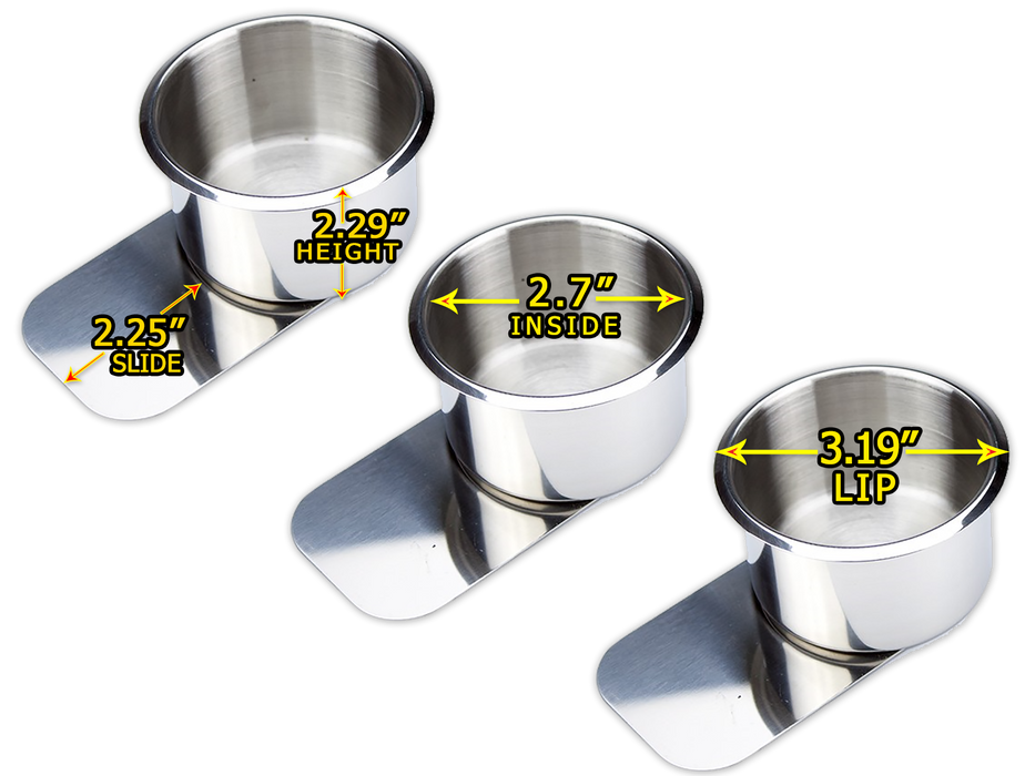 poker table cup holders - stainless steel slide under